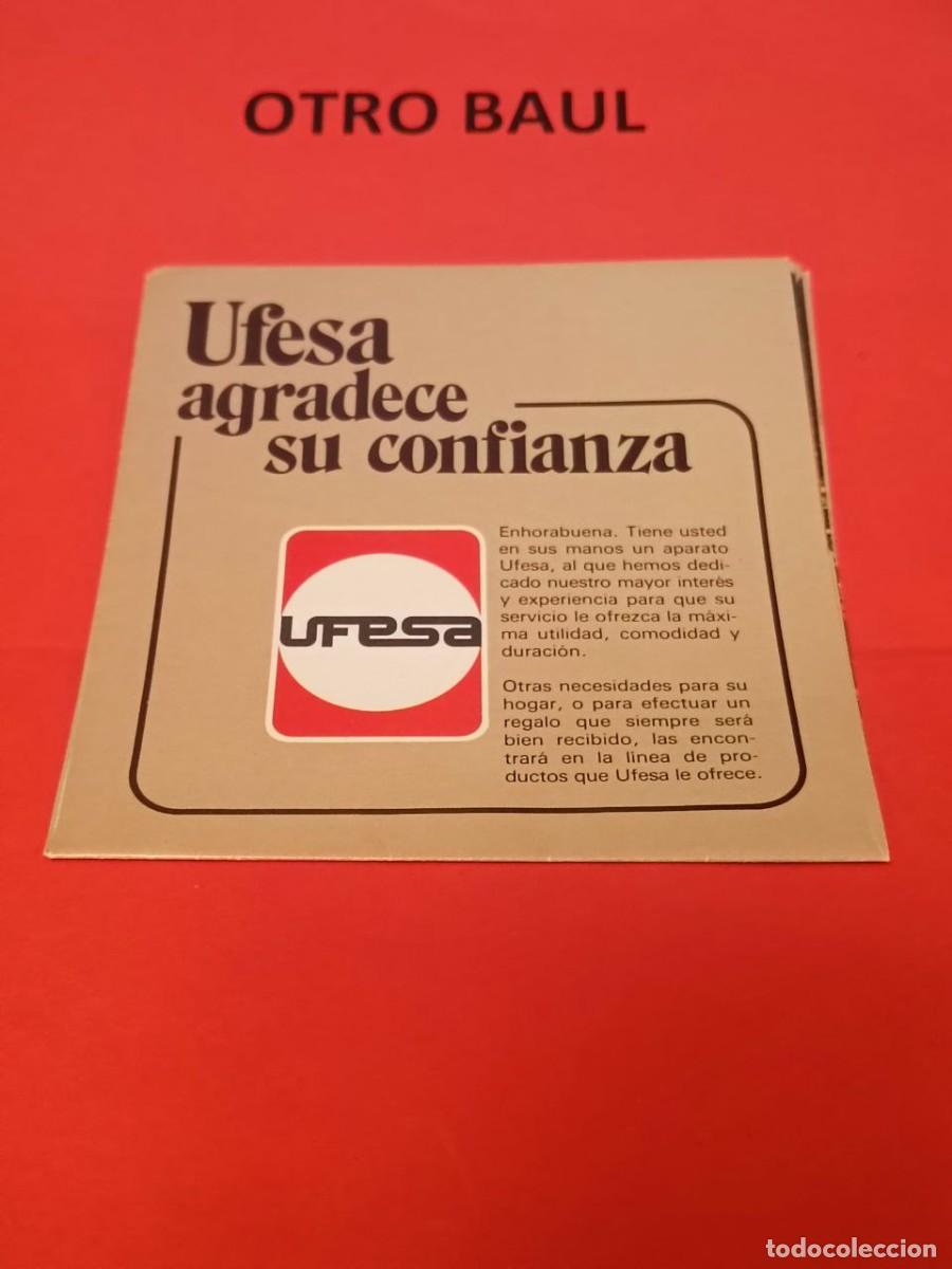 Cat&aacute;logos publicitarios: FOLLETO UFESA - GARANTIA Y ASISTENCIA TECNICA A&Ntilde;OS 80 / 90