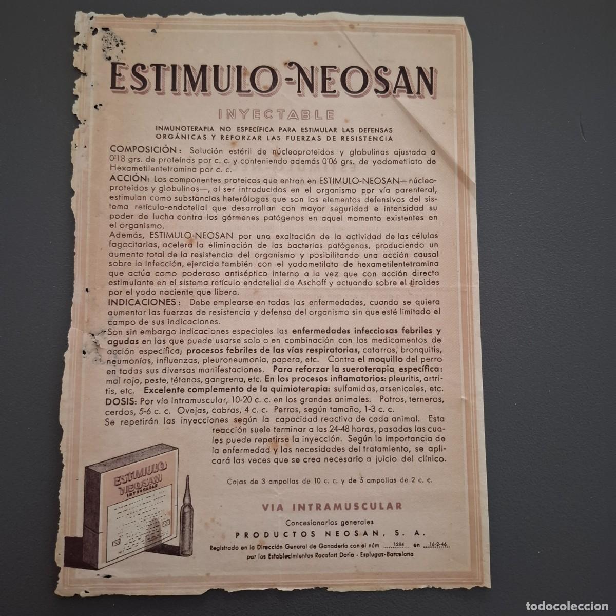 Cat&aacute;logos publicitarios: Estimulo neosan - 1946 - Foto 1