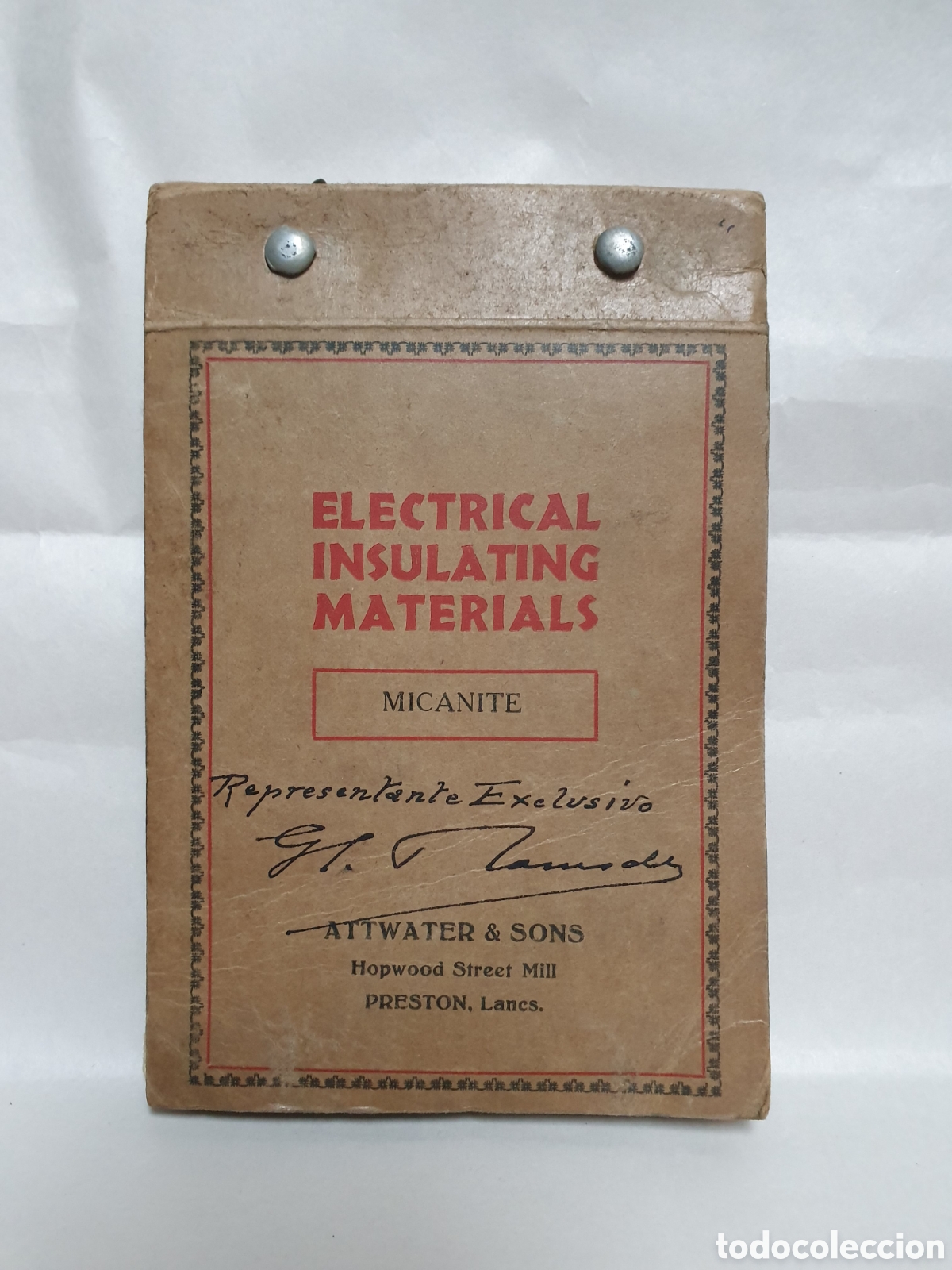 Cat&aacute;logos publicitarios: EBONITA. MICA. BAKELITE. MICANITE. ELECTRICAL INSULATING MATERIALS. CATALOGO ATTWATER & SONS.
