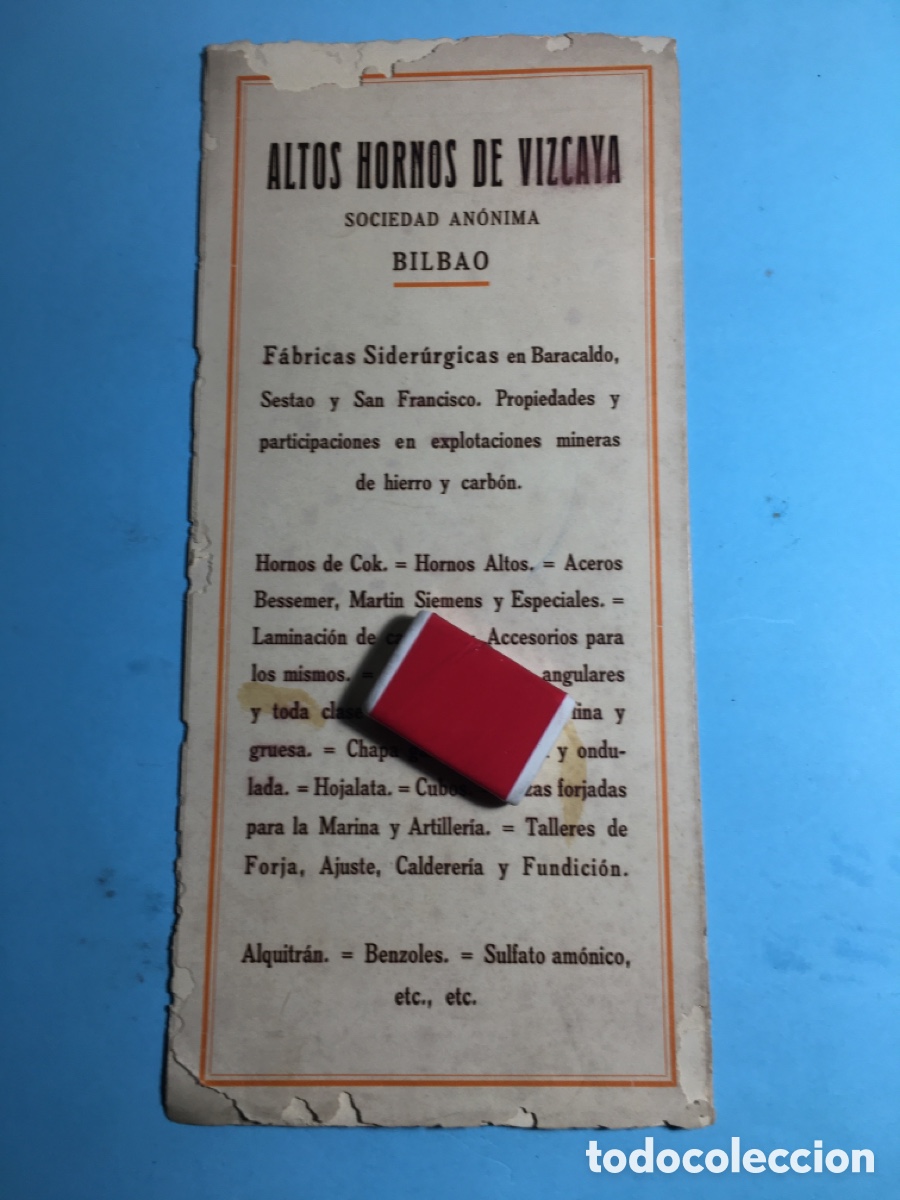 Werbekataloge: ANTIGUO ALTOS HORNOS VIZCAYA BILBAO BARACALDO SESTAO S. FRANCISCO SIDERURGIA
