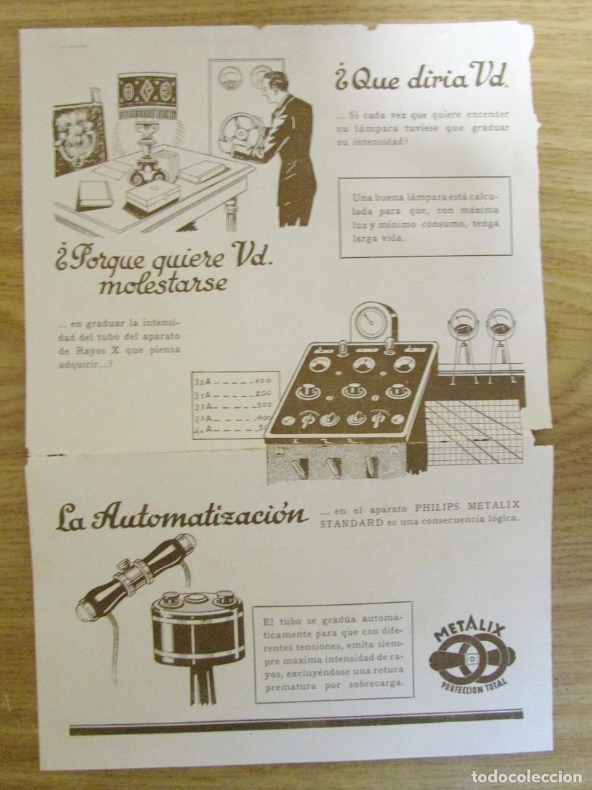 Cataloghi pubblicitari: PUBLICIDAD MEDICINA FARMACIA 1933. PUBLICIDAD PHILIPS METALIX STANDARD. R&Ouml;NTGEN M&Uuml;LLER