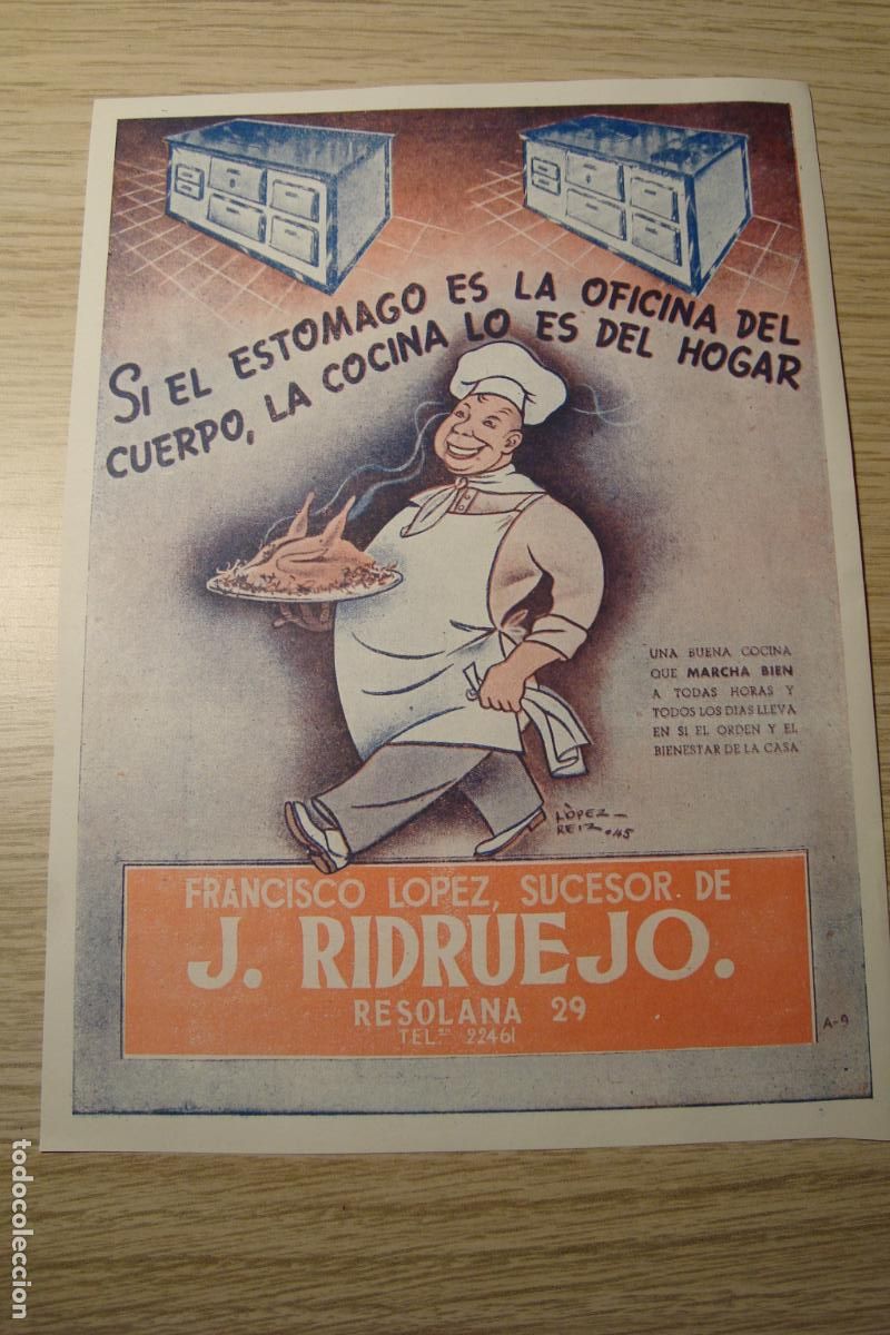 Catalogues publicitaires: ANTIGUA PUBLICIDAD COCINAS FRANCISCO LOPEZ SUCESOR J. RIDRUELO. RESOLANA SEVILLA A&Ntilde;OS 40