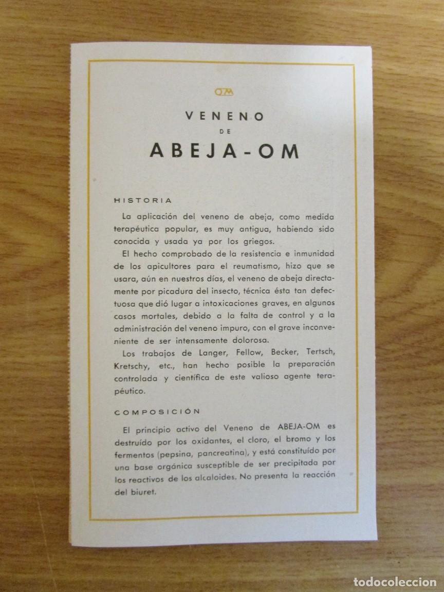 Cat&aacute;logos publicitarios: PUBLICIDAD MEDICINA FARMACIA 1933. CAT&Aacute;LOGO VENENO DE ABEJA-OM 6 P&Aacute;GS
