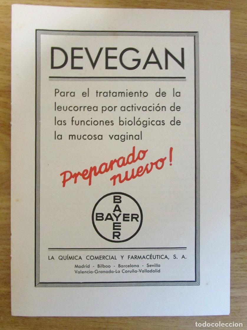 Cat&aacute;logos publicitarios: PUBLICIDAD MEDICINA FARMACIA 1933. CAT&Aacute;LOGO BAYER. DEVEGAN 4 P&Aacute;GS