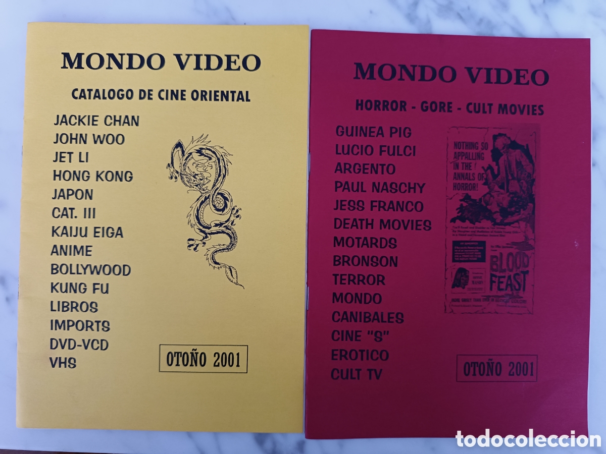 Catalogues publicitaires: 2 CATALOGOS DE PELICULAS VIDEOCLUB MONDO VIDEO ***PEDIDO MINIMO 10&euro;!!*** Cine serie z terror cult
