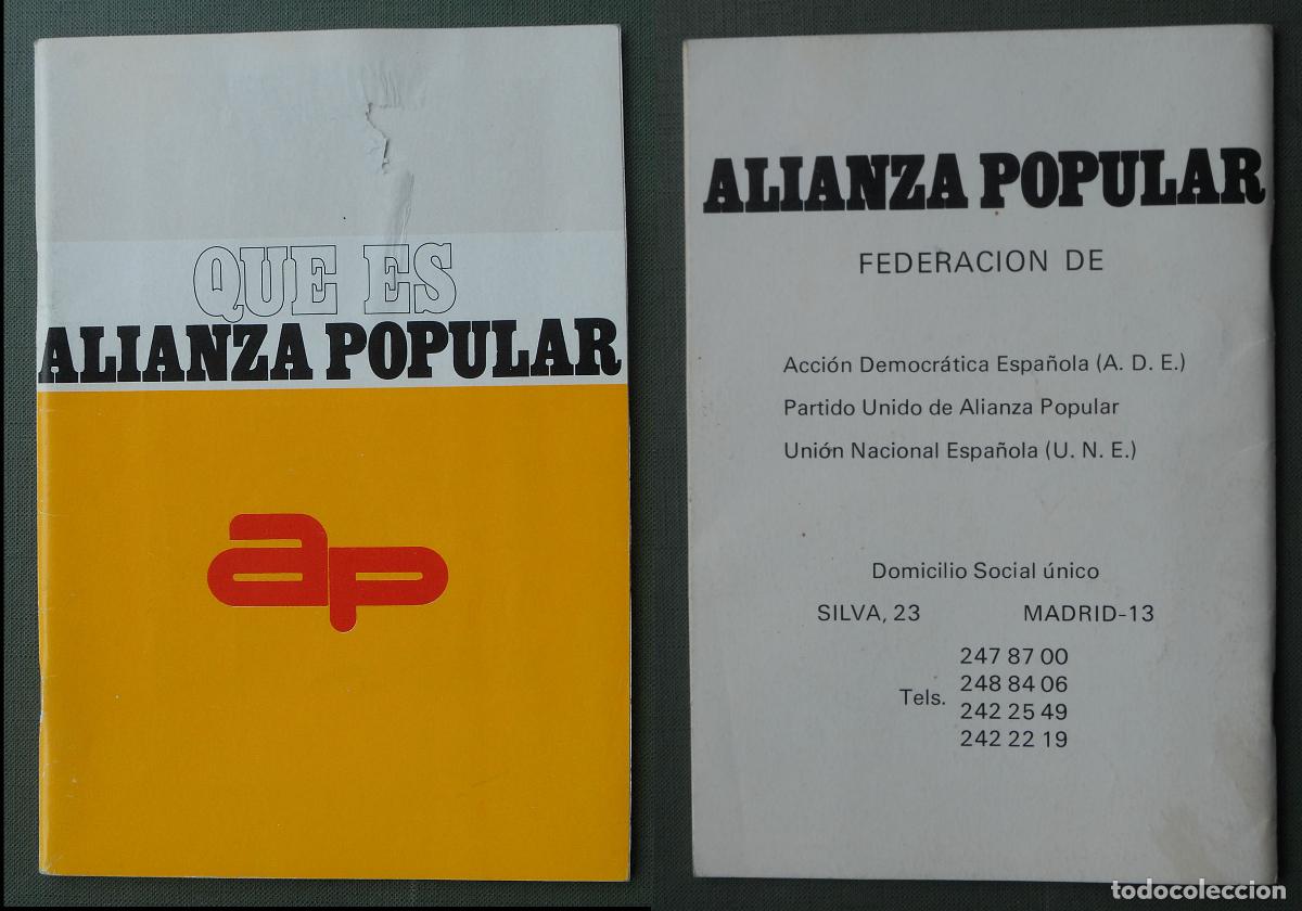 Cat&aacute;logos publicitarios: PASQU&Iacute;N - Panfleto pol&iacute;tico - 1977 - QU&Eacute; ES ALIANZA POPULAR - A P