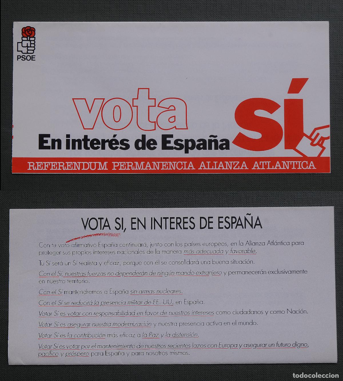 Cat&aacute;logos publicitarios: PASQU&Iacute;N - TR&Iacute;PTICO - Panfleto pol&iacute;tico - PSOE - VOTA S&Iacute; REFERENDUM PERMANENCIA OTAN