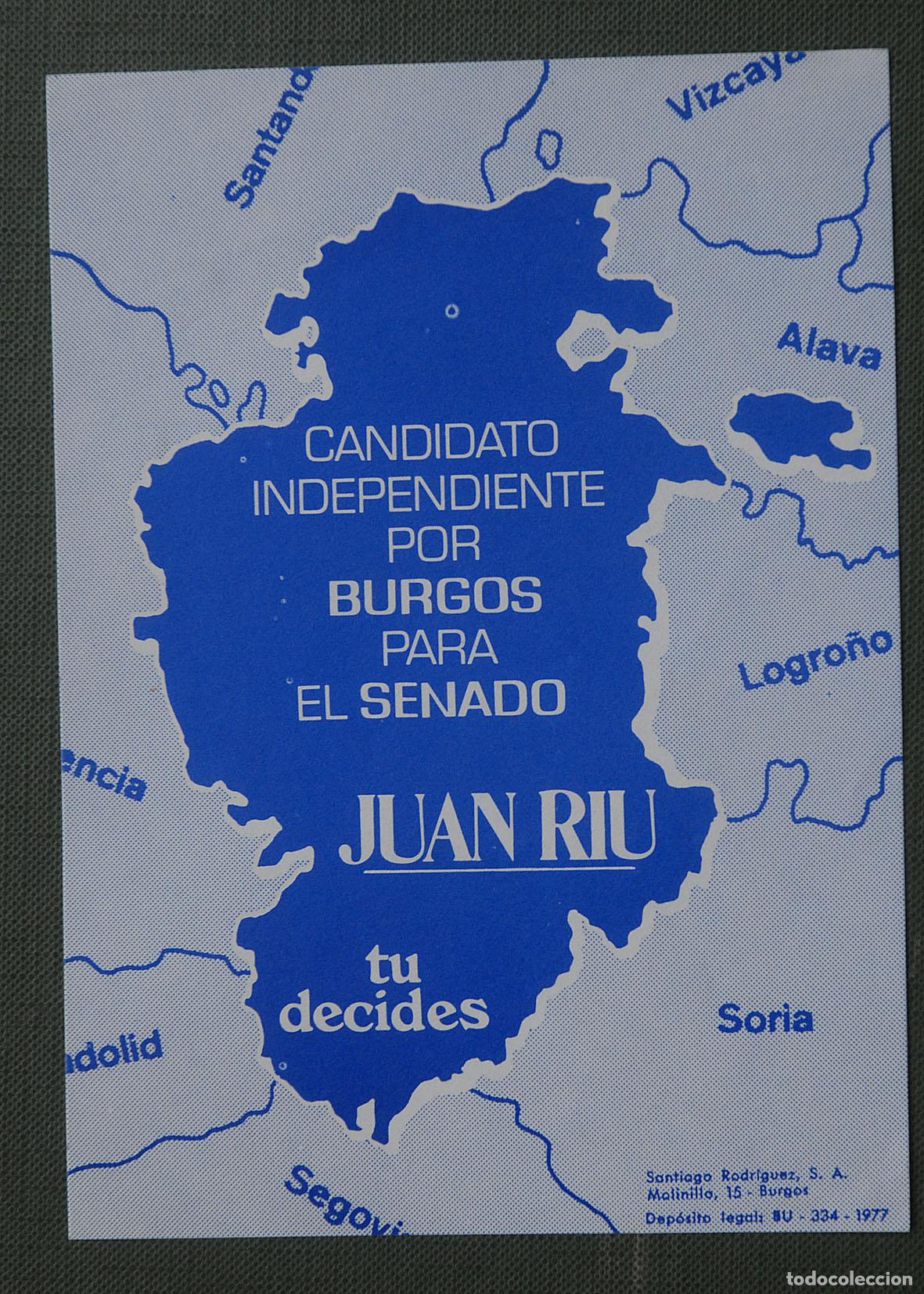 Cat&aacute;logos publicitarios: PASQU&Iacute;N - OCTAVILLA - Panfleto pol&iacute;tico - JUAN RIU - CANDIDATO INDEPENDIENTE POR BURGOS AL SENADO