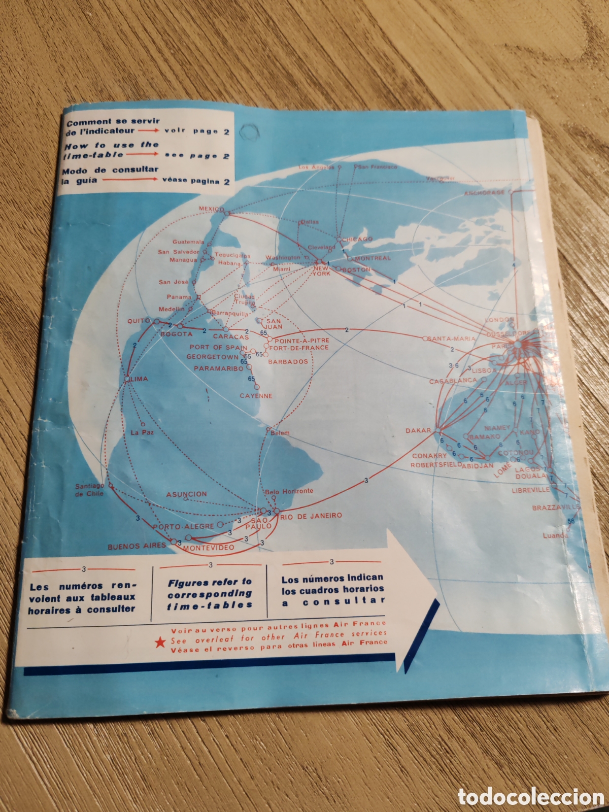 Cat&aacute;logos publicitarios: Gu&iacute;a de horarios y tarifas de Air France a&ntilde;o 1958