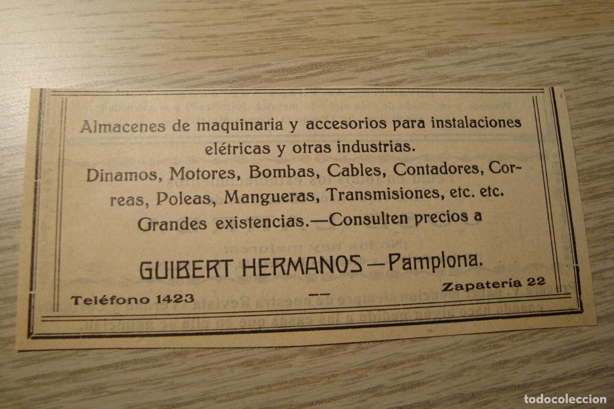 Cat&aacute;logos publicitarios: ANTIGUA PUBLICIDAD GUIBERT HERMANOS MAQUINARIAS PAMPLONA-JOSE LARREA CHOCOLATES PAMPLONA.