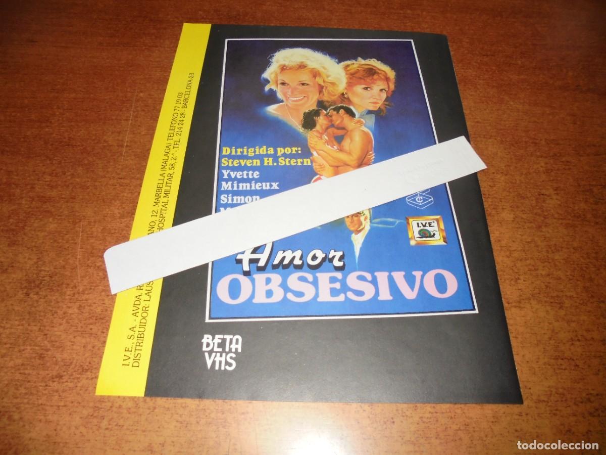 Cat&aacute;logos publicitarios: PUBLICIDAD 1985 CINE: AMOR OBSESIVO. BETA, VHS.