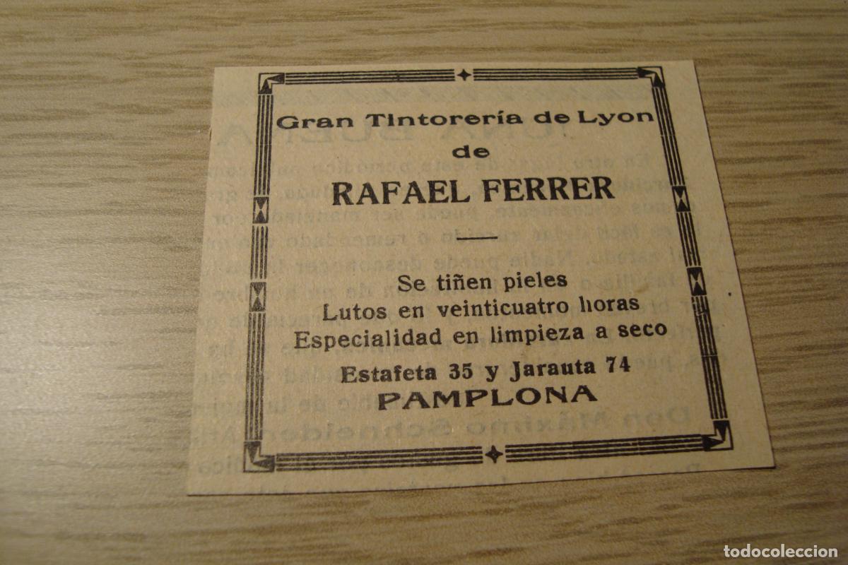 Cat&aacute;logos publicitarios: ANTIGUA PUBLICIDAD GRAN TINTORERIA DE LYON DE RAFAEL FERRER. PAMPLONA