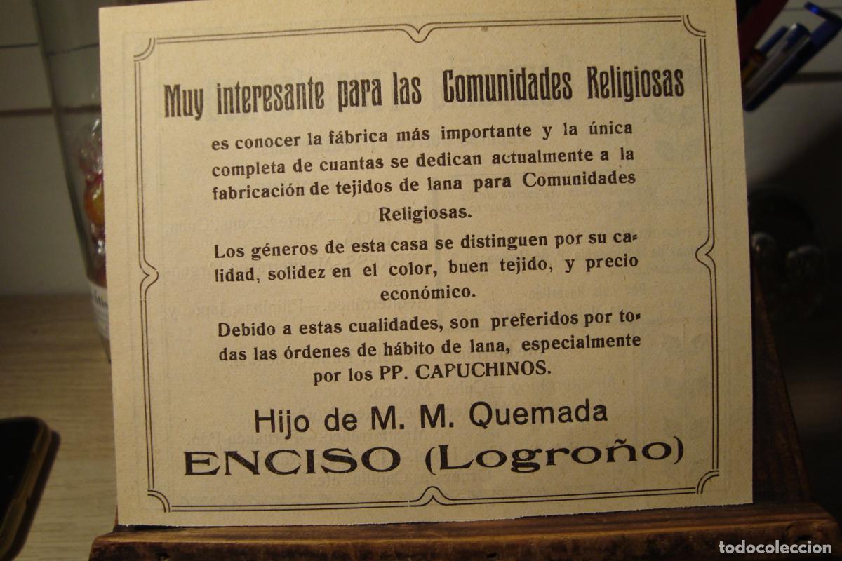 Cat&aacute;logos publicit&aacute;rios: ANTIGUA PUBLICIDAD FABRICA TEJIDOS M.M.QUEMADA ENCISO LOGRO&Ntilde;O- COMPA&Ntilde;IA TRASATLANTICA LUIS REVESTIDO