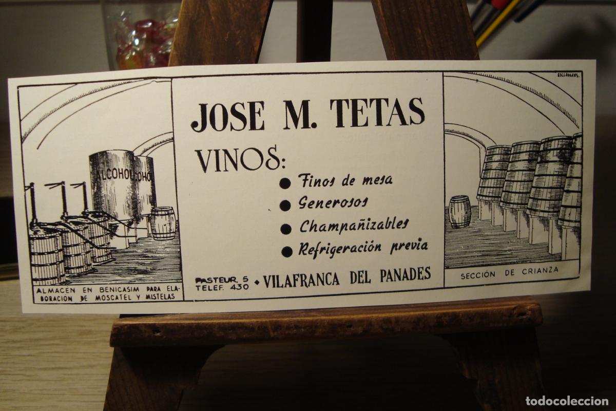 Cat&aacute;logos publicit&aacute;rios: ANTIGUA PUBLICIDAD JOSE M. TETAS. VINOS. VILAFRANCA DEL PANADES 1970