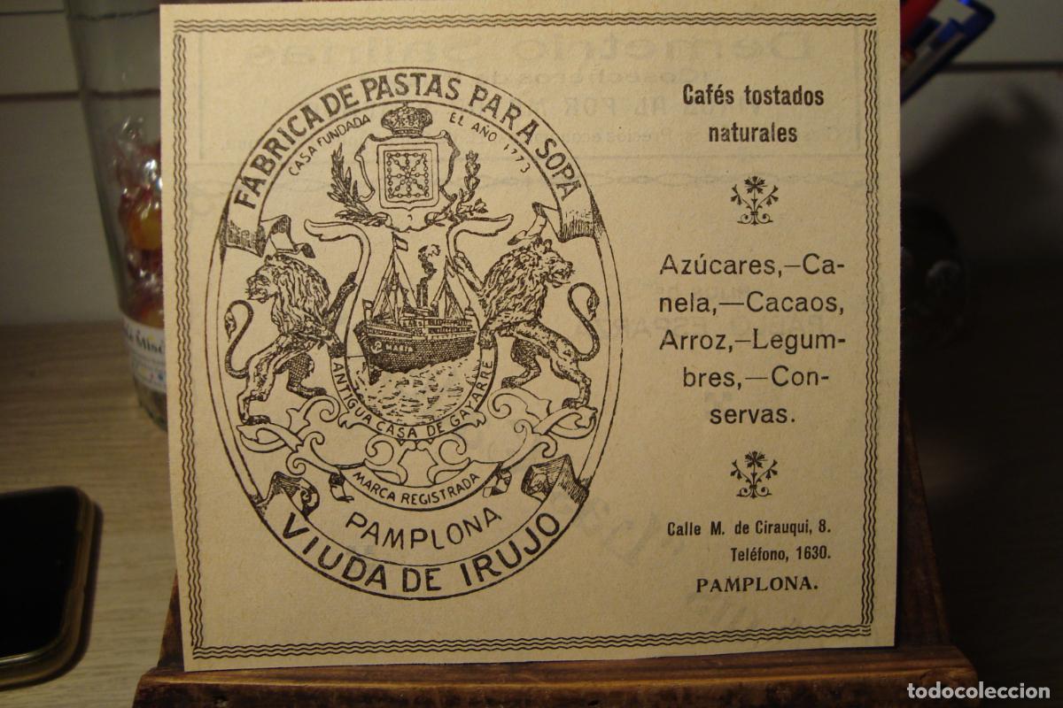 Cat&aacute;logos publicit&aacute;rios: ANTIGUA PUBLICIDAD FABRICA PASTAS PARA SOPA. VIUDA DE IRUJO CASA GAYARRE. PAMPLONA