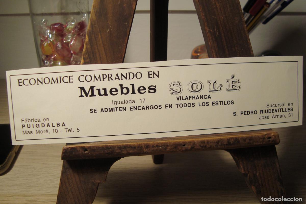 Cat&aacute;logos publicitarios: ANTIGUA PUBLICIDAD MUEBLES SOL&Eacute;. VILAFRANCA PANADES. PUIGALBA-S.PEDRO RIUDEVITLLES 1970