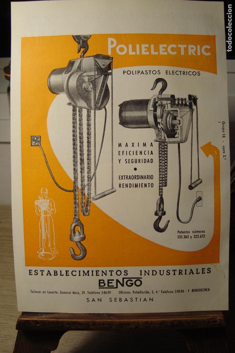 Cat&aacute;logos publicitarios: ANTIGUA PUBLICIDAD POLIELECTRIC TALLERES BENGO SAN SEBASTIAN-PRAECISIO TALLERES JORDA ZARAGOZA 1959