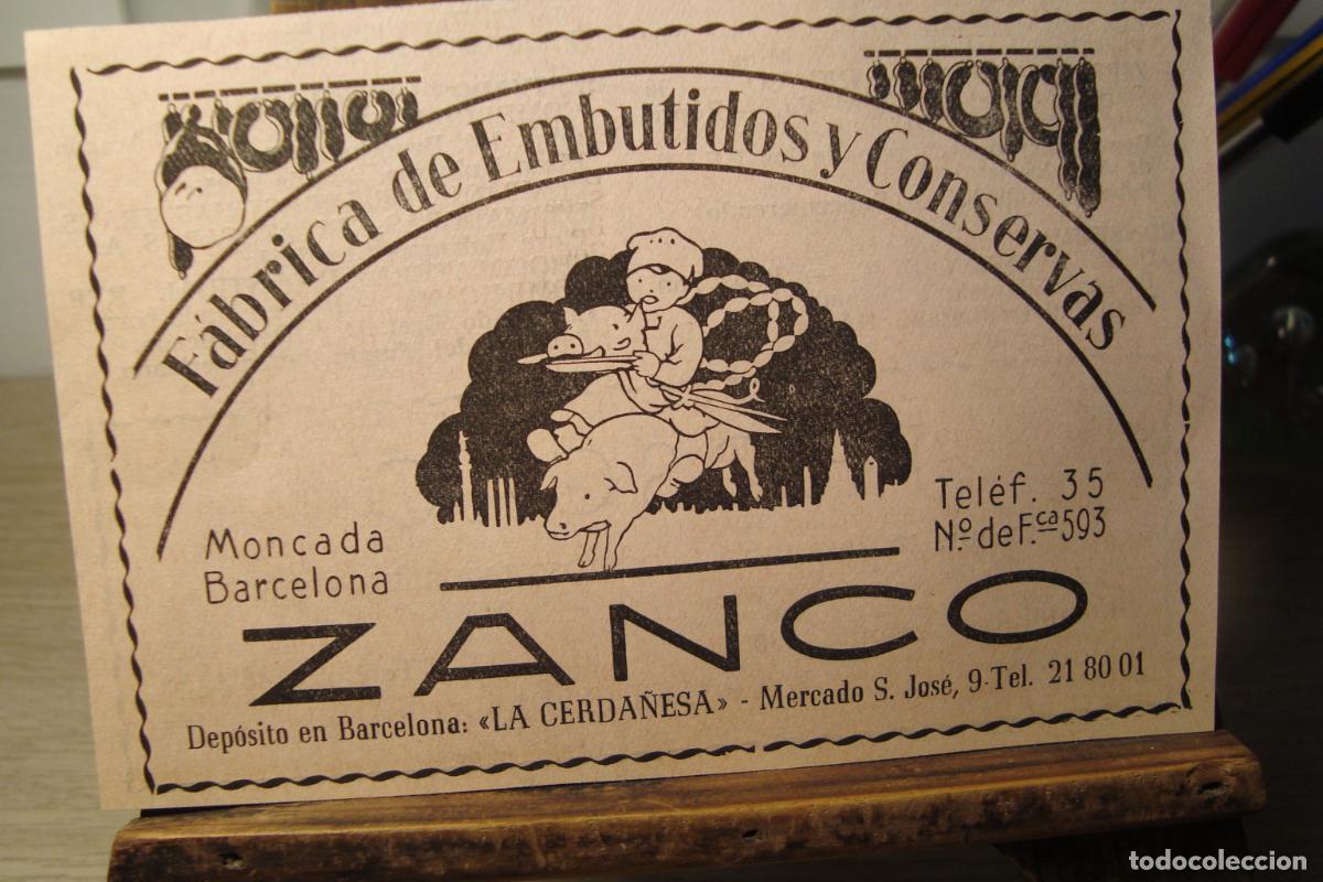 Cat&aacute;logos publicitarios: ANTIGUA PUBLICIDAD FABRICA EMBUTIDOS Y CONSERVAS ZANCO. LA CERDA&Ntilde;ESA. MONCADA BARCELONA 1959