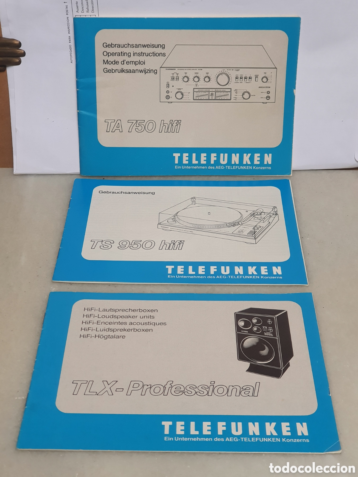 Cat&aacute;logos publicitarios: TELEFUNKEN. INSTRUCCIONES. MODO DE EMPLEO. PLATO TS 950 HIFI. AMPLIFICADOR TA 750 HIFI. ALTAVOCES TL