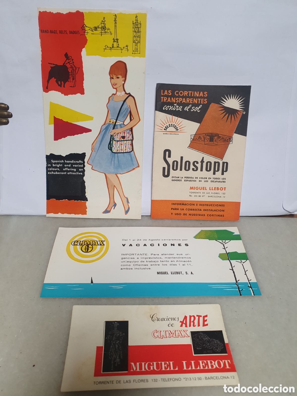 Cat&aacute;logos publicitarios: MIGUEL LLEBOT. PRODUCTOS PLASTICOS. SOLOSTOPP. CLIMAX. PUBLICIDAD A&Ntilde;OS 60.