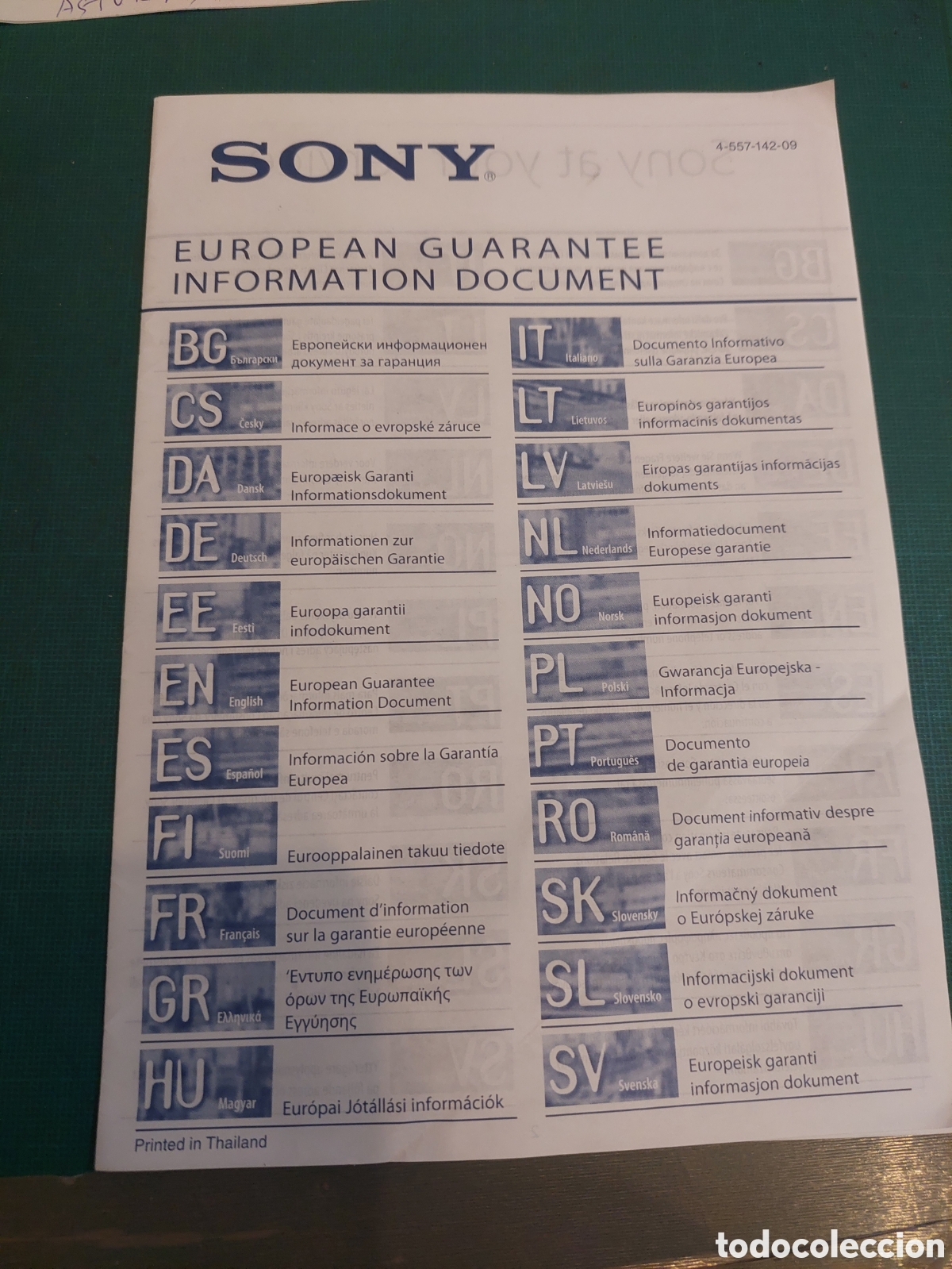 Cat&aacute;logos publicitarios: Sony informaci&oacute;n garant&iacute;as pa&iacute;ses