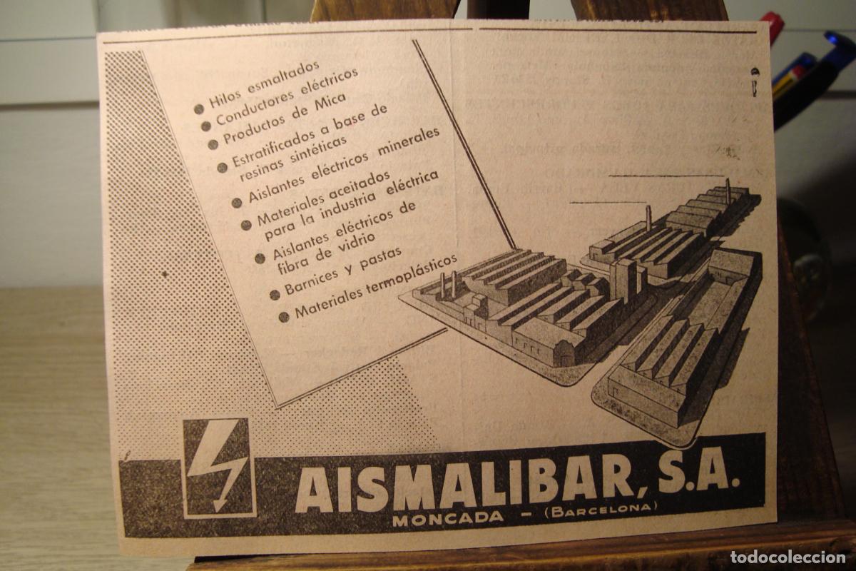 Cat&aacute;logos publicitarios: ANTIGUA PUBLICIDAD AISMALIBAR S.A. MATERIAL ELECTRICO. MONCADA BARCELONA 1959