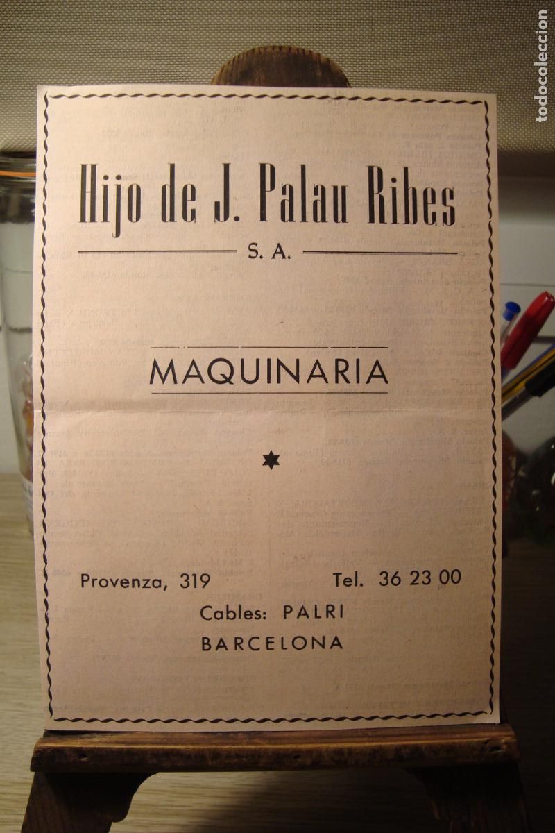 Cat&aacute;logos publicitarios: ANTIGUA PUBLICIDAD HIJO DE J. PALAU RIBES S.A MAQUINARIA BARCELONA 1959