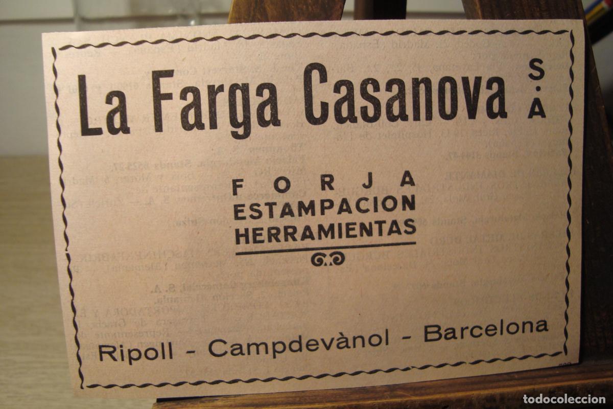 Cat&aacute;logos publicitarios: ANTIGUA PUBLICIDAD LA FARGA CASANOVA S.A FORJA ESTAMPACION. RIPOLL-CAMPDEVANOL-BARCELONA 1959