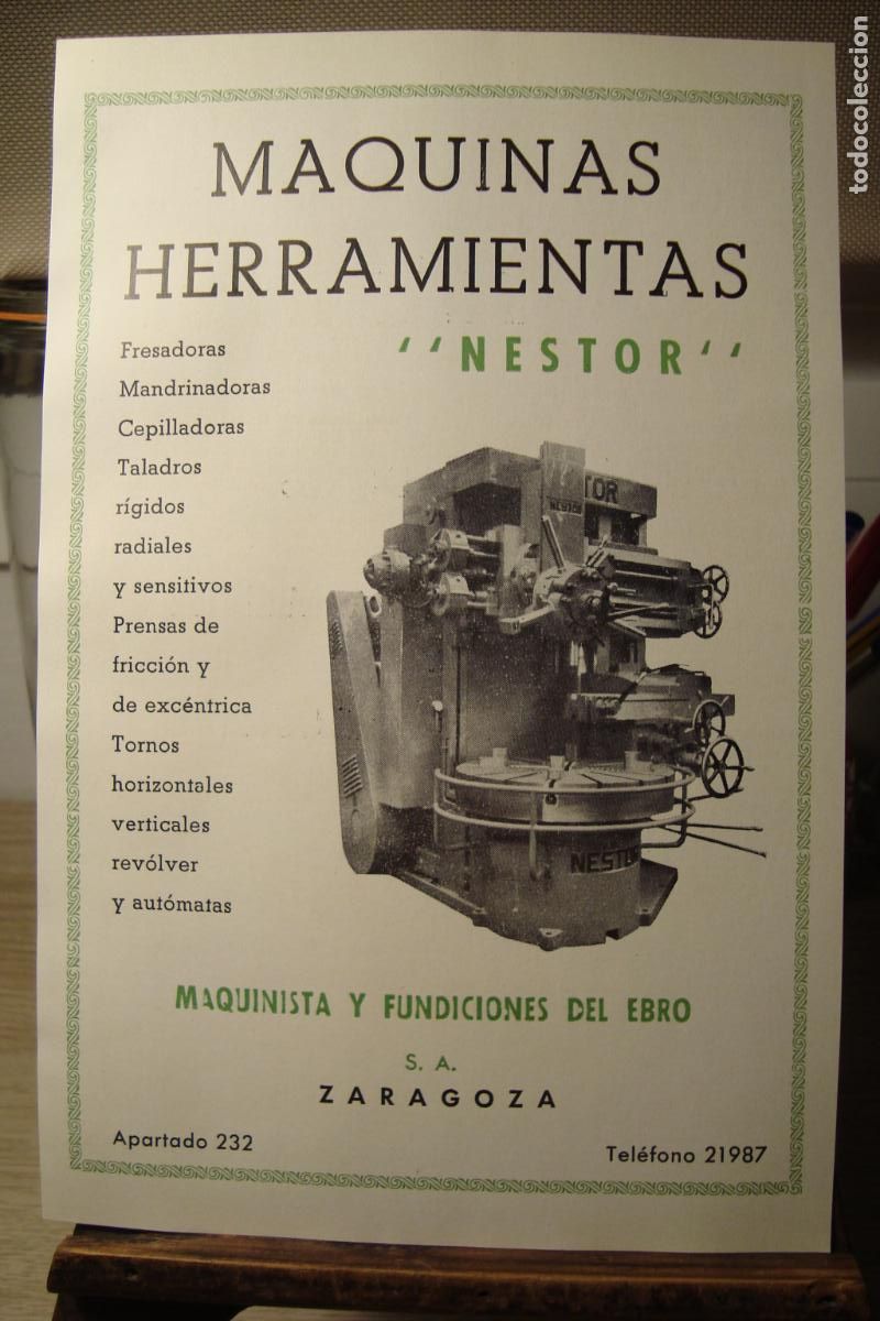 Cat&aacute;logos publicitarios: ANTIGUA PUBLICIDAD MAQUINISTA Y FUNDICIONES DEL EBRO S.A NESTOR ZARAGOZA - ECHAZARRA Y CIA. 1959