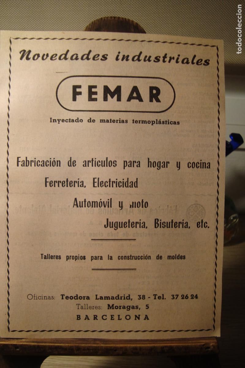 Cat&aacute;logos publicitarios: ANTIGUA PUBLICIDAD FEMAR NOVEDAES INDUSTRIALES BARCELONA-FAM FABRICA MATERIAL AISLANTE RUDLOFF 1959