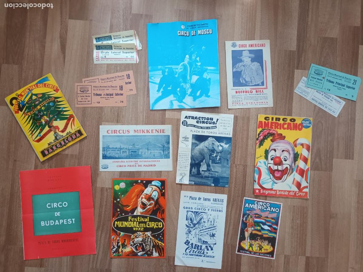 Cat&aacute;logos publicitarios: LOTE PROGRAMA ENTRADA CIRCO, CIRCUS. BARLAY, MIKKENIE, MOSCU, AMERICANO, BUFFALO BILL, FESTIVAL, ETC