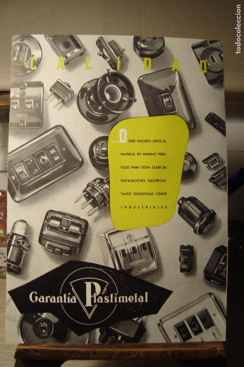 Cat&aacute;logos publicit&aacute;rios: ANTIGUA PUBLICIDAD MATERIAL ELECTRICIDAD PLASTIMETAL-VENTILADORES HURRICANE 1959