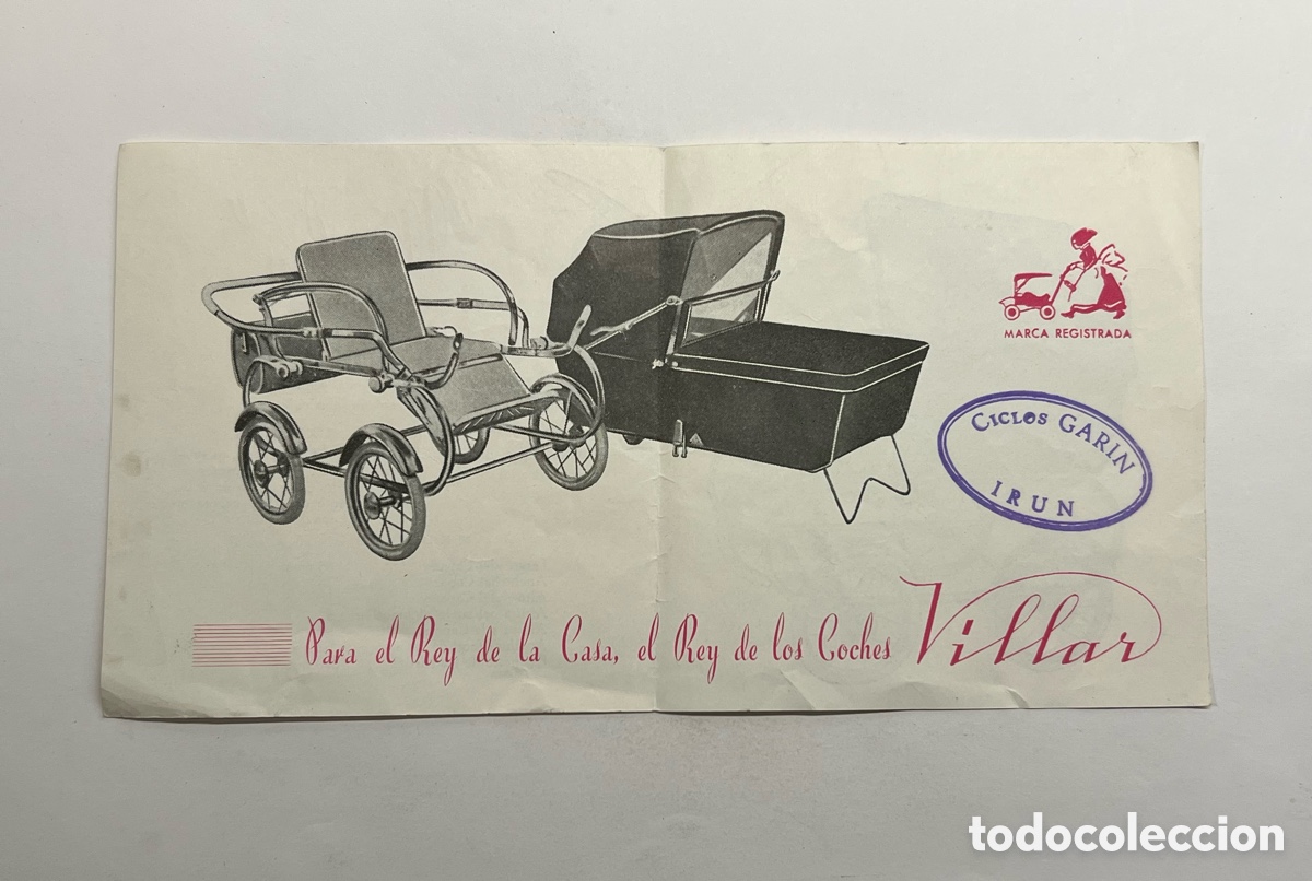 Werbekataloge: IR&Uacute;N Ciclos Garin.. Publicidad Venta de Carros BeBe. Para el Rey de la Casa Coches Villar (h.1960?)