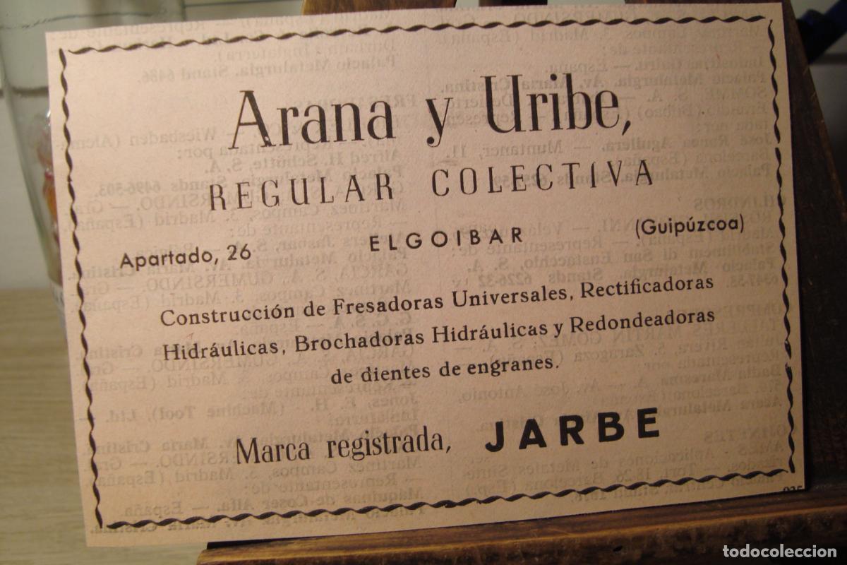 Werbekataloge: ANTIGUA PUBLICIDAD JARBE ARANA Y URIBE CONSTRUCCION FRESADORAS ELGOIBAR GUIPUZCOA 1959
