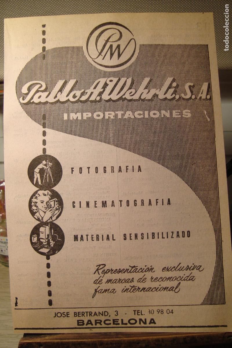 Cat&aacute;logos publicitarios: ANTIGUA PUBLICIDAD PABLO A. WEHRLI S.A IMPORTACIONES FOTOGRAFIA CINEMATOGRAFIA BARCELONA 1959
