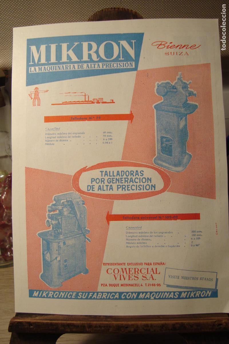 Cat&aacute;logos publicitarios: ANTIGUA PUBLICIDAD MIKRON MAQUINARIA BIENNE SUIZA-LA MAQUINISTA TERRESTRE Y MARITIMA S.A 1959