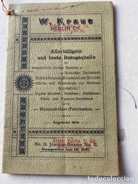 Cat&aacute;logos publicitarios: W.Kraus. Berlin. Catalogo de cepillos y maquinaria. Principios Siglo XX