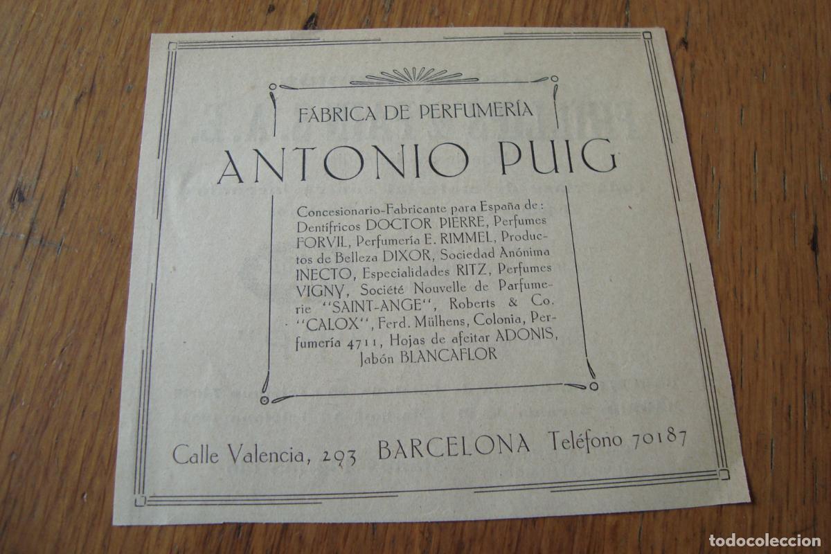 Cat&aacute;logos publicitarios: PUBLICIDAD ANTONIO PUIG FABRICA PERFUMERIA BARCELONA- PHILLIPS & PAIN MATERIAL INCENDIOS 1929