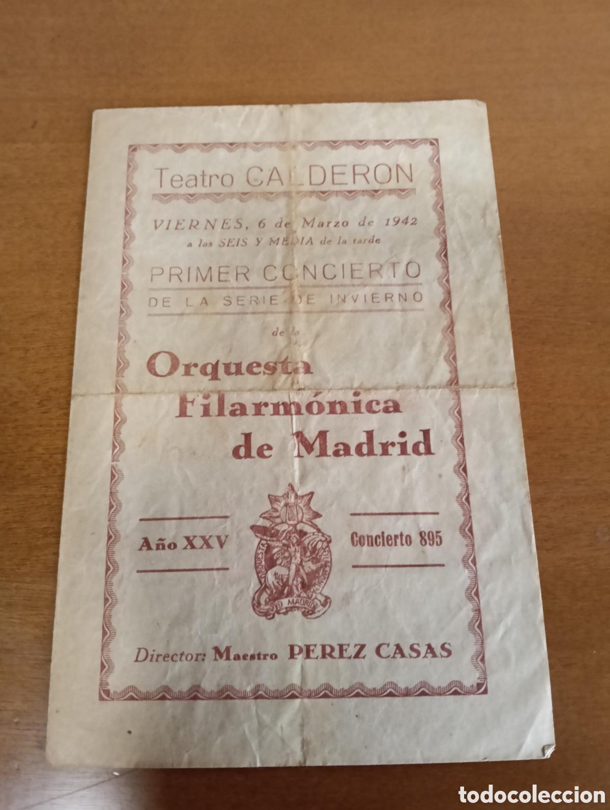 Werbekataloge: Teatro Calder&oacute;n Primer Concierto de la Orquesta Filarm&oacute;nica de Madrid 1942