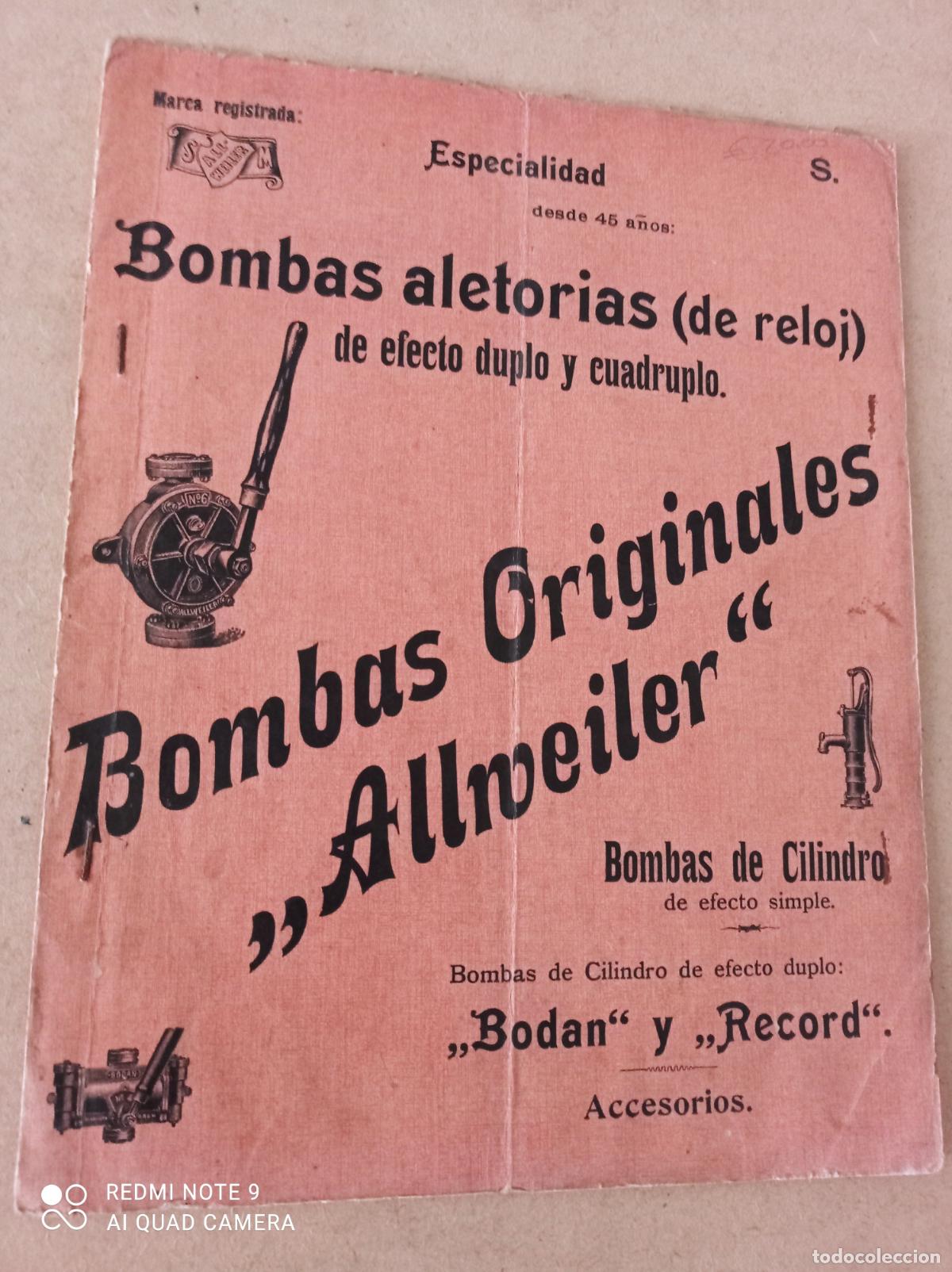 Werbekataloge: CATALOGO DE BOMBAS ORIGINALES ALLWEILER. PRINCIPIOS DE SIGLO XX. 16 PP. ILUSTRADO.