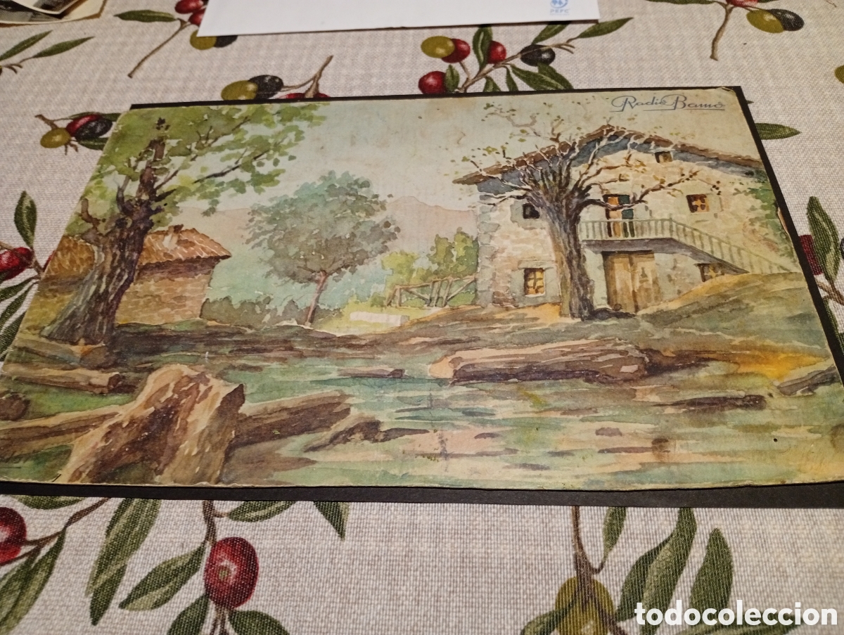 Werbekataloge: Carton con dibujo campestre publicidad Radio Bamo