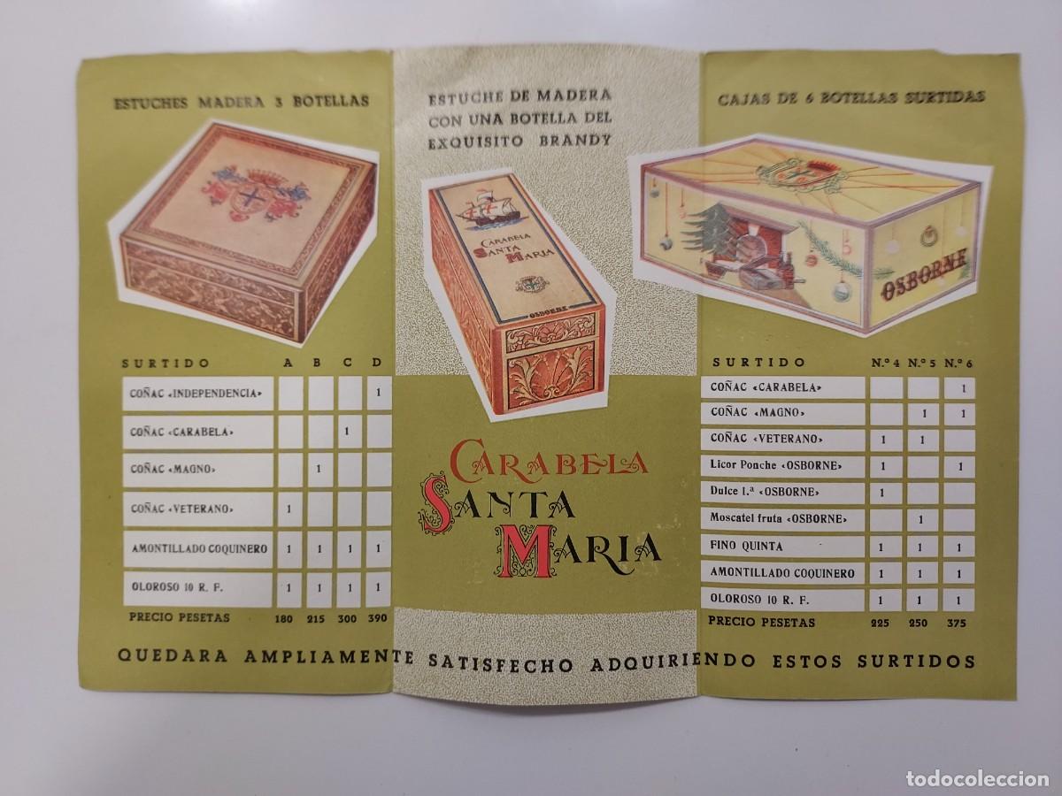 Cat&aacute;logos publicitarios: TRIPTICO PUBLICIDAD SURTIDOS OSBORNE FIESTAS NAVIDAD BRANDY INDEPENDENCIA CO&Ntilde;AC CARABELA SANTA MARIA