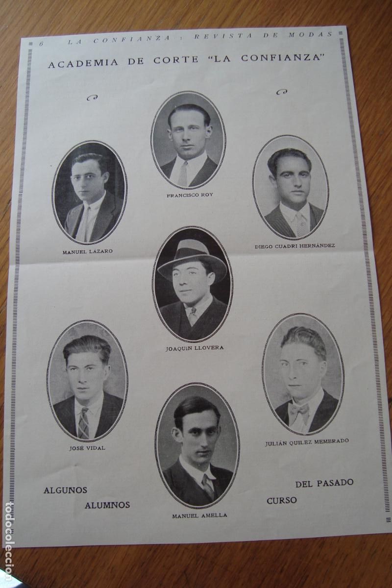 Advertising Catalogs: ANTIGUO RECORTE ACADEMIA DE CORTE LA CONFIANZA. MIEMBROS DE CURSO. A&Ntilde;OS 30