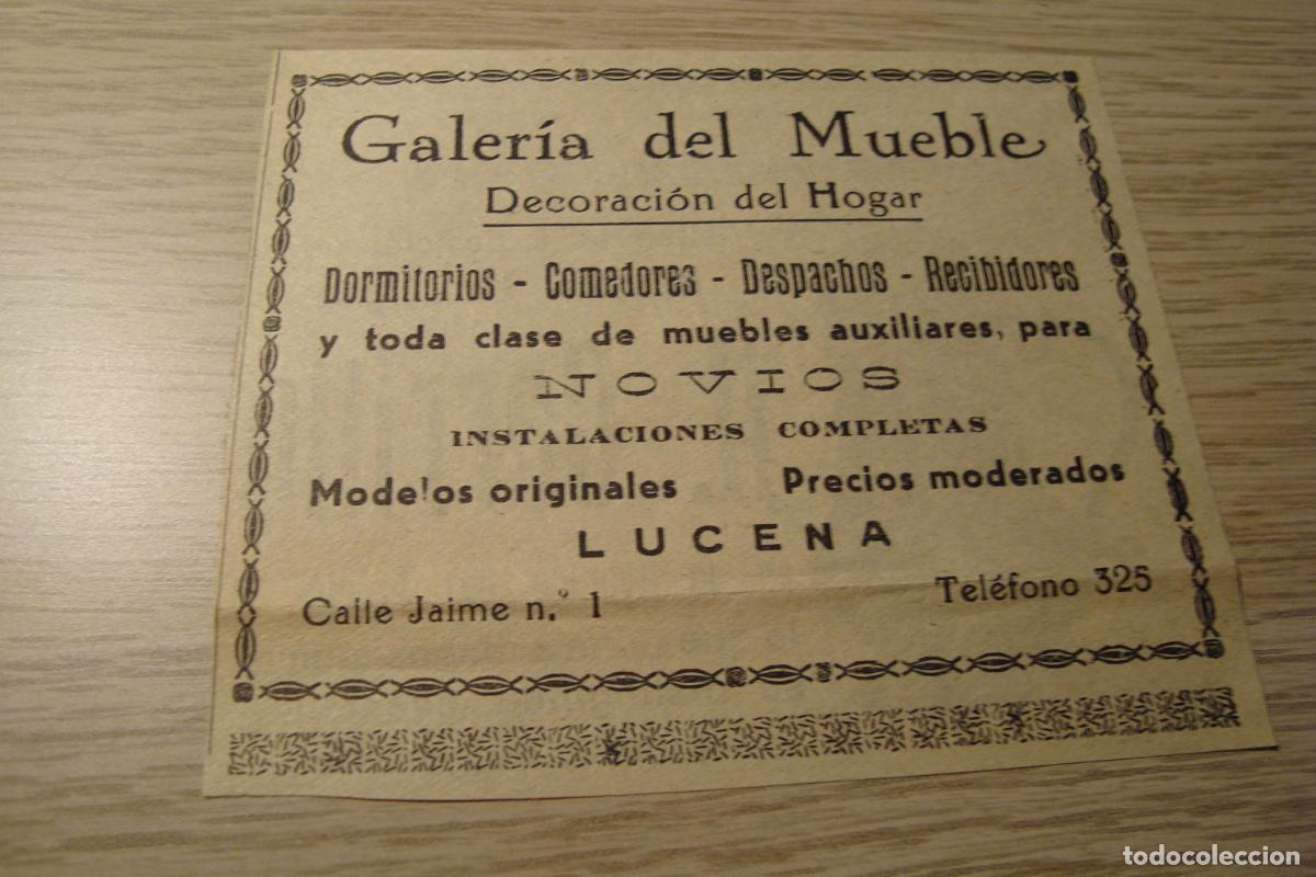 Werbekataloge: ANTIGUA PUBLICIDAD GALERIA DEL MUEBLE. DECORACION HOGAR. LUCENA CORDOBA