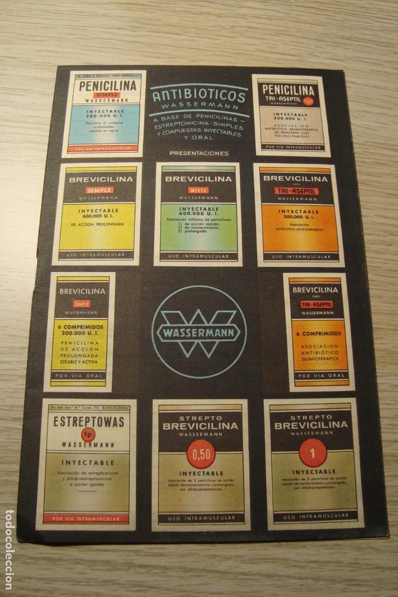 Werbekataloge: ANTIGUO CATALOGO MEDICAMENTOS LABORATORIOS WASSERMAN. FARMACO TERAPEUTICAS S.A BARCELONA