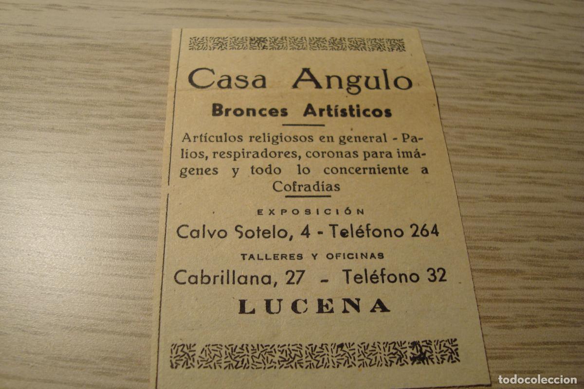 Werbekataloge: ANTIGUA PUBLICIDAD CASA ANGULO BRONCES ARTISTICOS LUCENA CORDOBA.