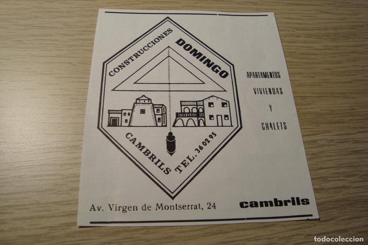 Werbekataloge: ANTIGUA PUBLICIDAD CONSTRUCCIONES DOMINGO CAMBRILS TARRAGONA 1977.