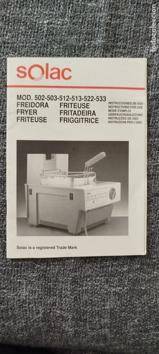 Werbekataloge: Libro de instrucciones de freidora Solac a&ntilde;os 80-90