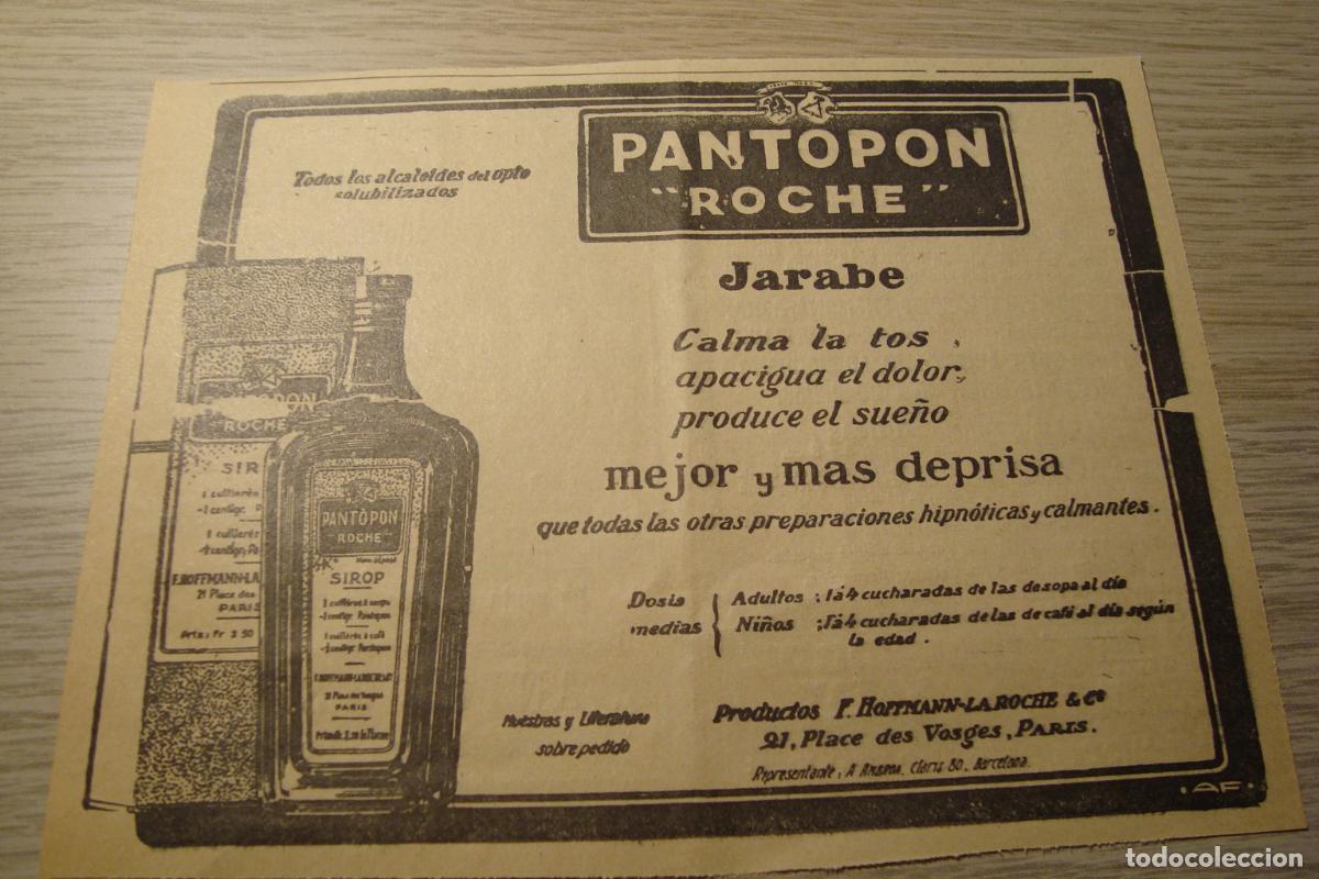 Werbekataloge: ANTIGUA PUBLICIDAD JARABE PANTOPON. HOFFMANN-LAROCHE PARIS-VINO VIAL ANTONIO SERRA REUS TARRAGONA.