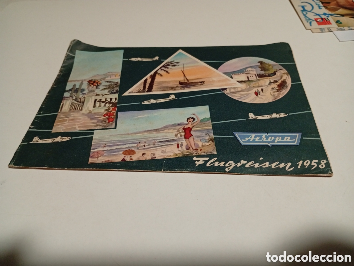 Cat&aacute;logos publicit&aacute;rios: Folleto tur&iacute;stico viajes aereos 1958 Mallorca, escrito en alem&aacute;n